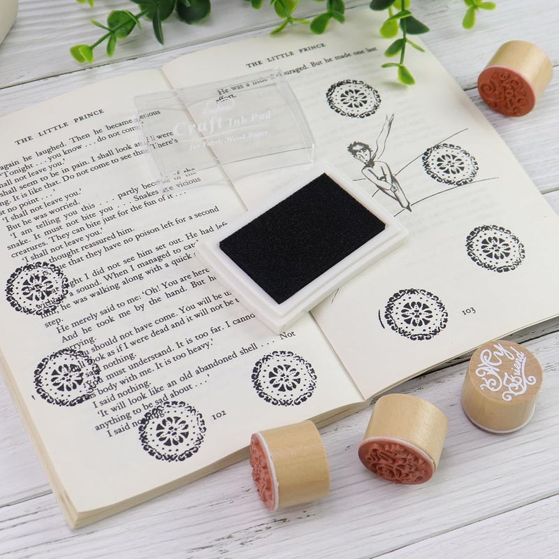 Lsushine Craft Ink Pad for Rubber Stamps, Paper, Wooden, Fabric, Scrapbooking, Non-Toxic Finger Ink Pads for Kids (Black) - Image 3